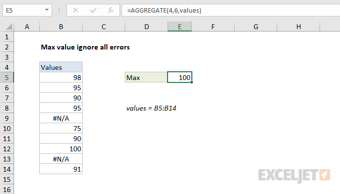 Excel Formula Max Value Ignore All Errors Exceljet 1309